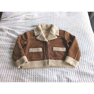 Marine Quebec Layer Sherpa Faux Suede Jacket Western‎ Women's XL Snap